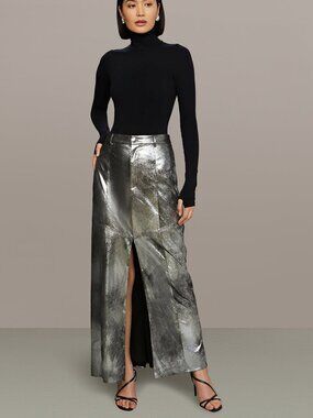 AMUR Jil Midi Leather Skirt - New